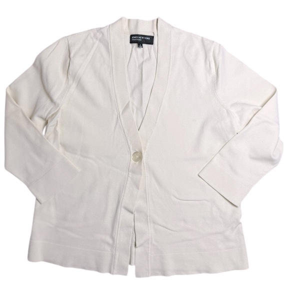 Jones New York Cropped Cardigan – Size Small, Cream V-Neck - Picture 2 of 5